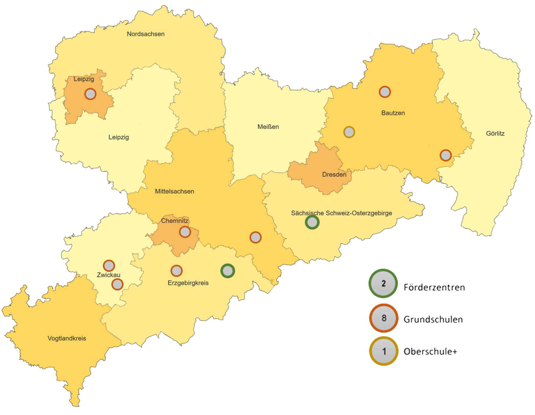 Karte der am Projekt beteiligten Einrichtungen