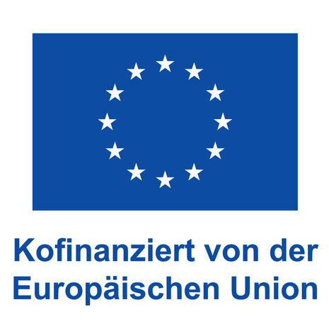 Wappen der Europäischen Union mit Hinweis zur komplementären Finanzierung (Kofinanzierung)