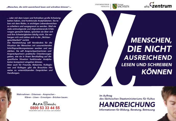 Handreichung »Menschen, die nicht ausreichend lesen und schreiben können. Informationen für Bildung, Beratung, Betreuung.«
